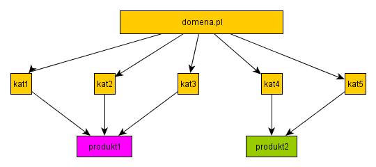 prawidłowa struktura adresów produktów występujących w kilku kategoriach