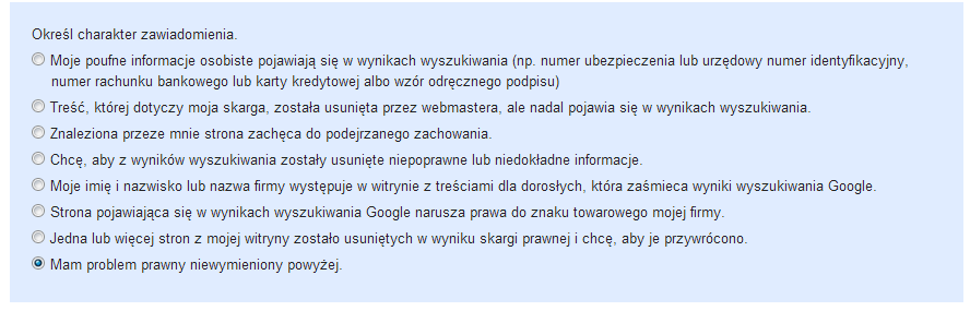 Usuwanie treści z wyników wyszukiwarki krok 2