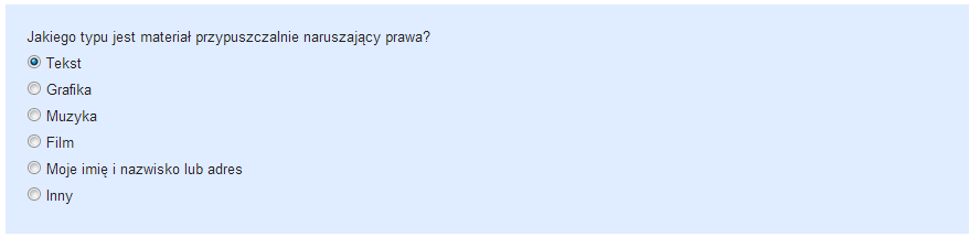 Usuwanie treści z wyników wyszukiwarki ostatni krok w pierwszej części formularza