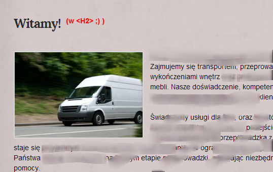 przykładowa strona startowa firmy przeprowadzkowej